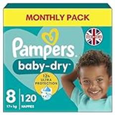 Pampers Baby-Dry Size 8 120 Nappies 17kg