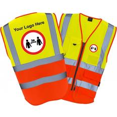 5XL Work Vests Gorilla Workwear Custom Logo Social Distancing Work Safe Class 2 Executive Hi Vis Vest - Hi-Vis Yellow/Hi-Vis Red