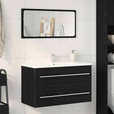 Bathroom Furniture vidaXL Bathroom Sink Cabinet Black Oak 80 x 38.5 x 48 cm