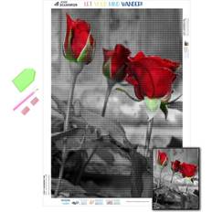 Rosa Diamond Paintings Fiyo 5D Diamond Art Painting Three Red Roses 20 x 30 cm
