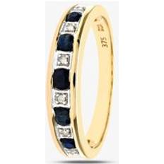 Sapphire Rings T.H.Baker 9ct Yellow Gold Blue Sapphire Half Eternity Ring PR03027Y SA M