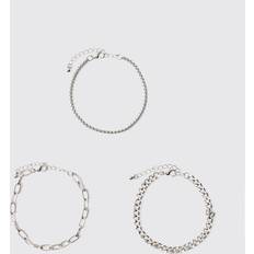 Smycken boohooMAN Mens Silver Chain Bracelet 3 Pack
