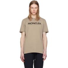 Moncler Herre T-shirts Moncler Lettering Logo T-Shirt - Beige