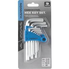 Set Hex Keys Hannon Assorted Carbon Steel Set Pack of 9 Hex Key