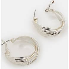 Accessorize Red Twisted Ridge Hoop Earrings -