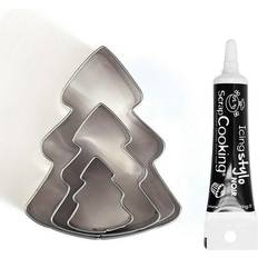 Svarta Utstickare 3 Mini Stainless Steel Christmas Tree Cookie Cutters Black Icing Pen Ausstechform