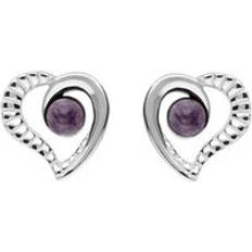 Blue Earrings C W Sellors Sterling Silver Blue John Half Ridged Heart Stud Earrings