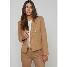 Gold Blazers L'agence Brooke Double-Breasted Cropped Blazer - Latte/Gold