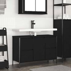 Bathroom Furniture vidaXL Basin Cabinet with Drawers Black Oak 90x34.5x60 cm