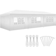 tectake Paviljong Miramas 9x3m med 8 Sidodelar Vattentät - Vit