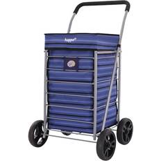 Hoppa Shopping Trolleys Hoppa Lightweight 4-Wheel Premium 2024 Model Folding Shopping Trolley - Blue Stripe