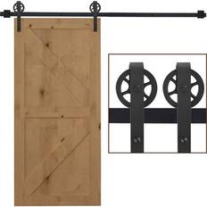 Sliding Doors on sale Homcom 6.6ft Wood Barn Hardware Kits Track Industrial Style A Set Sliding Door (x)