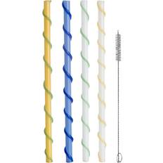 Straws Byon Celebrate Straws Long 20 cm 4 Pieces Blue-White-Yellow-Green