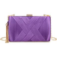 Satin Handväskor Aftershock London Satin Clutch Bag With Tassels - Purple