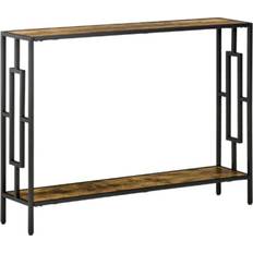 Homcom Brown Console Tables Homcom industrial w/ storage shelf black metal frame rustic brown Console Table