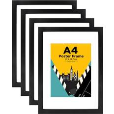 Egofine A4 Black Set of 4 Wooden A4 Picture Frames Photo Frame