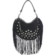 Isabel Marant Oskan Soft Fringed Shoulder Bag - Black