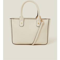Accessorize Mini Woven Faux Leather Handbag - Cream