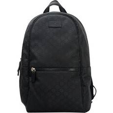 Gucci Rucksäcke Gucci Logo Leather Nylon Large Capacity Schoolbag Backpack - Black