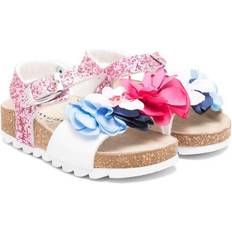 Faux Leather Sandals Monnalisa Girls Pink Glitter Flower Sandals (24)