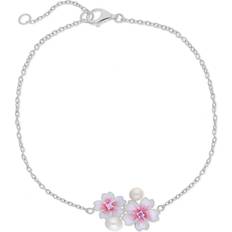 Sapphire Bracelets C W Sellors Sterling Silver Pearl Pink Sapphire Double Cherry Blossom Flower Bracelet