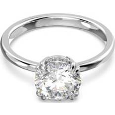 Swarovski Crystal Rings Swarovski Constella Rhodium Plated White Crystal Princess Cut Cocktail Ring - Silver
