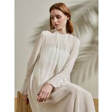 LilySilk Womens Long Silk Dress - Natural White