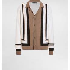 Herr - Vita Koftor Dolce & Gabbana Stickade Tröja Skjortkrage Långa Ärmar Beige