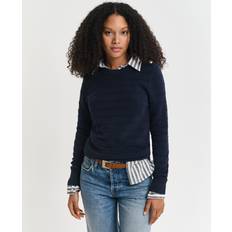 Gant Women Textured Cotton Crew Neck Sweater