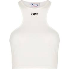 Off-White Tank Tops Off-White Rowing Cropped Stretch-Cotton Tank - White/Black