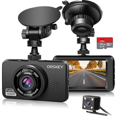 ORSKEY Dash Cam for Cars Front and Rear