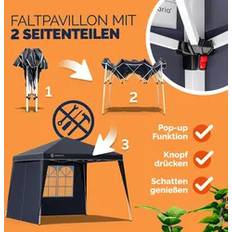 Casaria Folding Gazebo Capri Anthracite 3x3m Incl 2 Side Walls