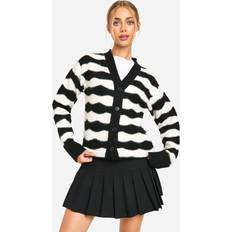 M Cardigans boohoo Womens Stripe Oversized Knitted Cardigan - Mono