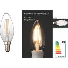 Pifco Pack of 5 E14 LED Filament Candle Light Bulb 4W Ambient White SES 360lm
