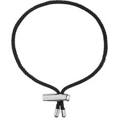 Men's Black String Bracelet With Adjustable Stainless Steel Lock Herr Armband - Black