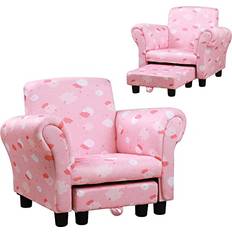 Homcom Toddler Chair Wood Frame Anti-Slip Legs