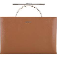 Alexander McQueen Cross-Bar Logo Clutch - Pecan/Silver