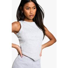 Boohoo Tank Tops boohoo Womens Basics Rib Pointed Hem Racer Neck Vest Top - Grey