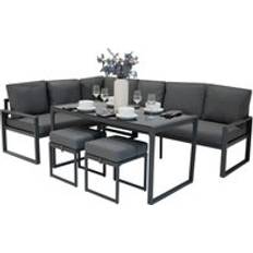 Aluminium Outdoor Lounge Sets MonsterShop Aluminium Corner Sofa - Anthracite Grey Outdoor Lounge Set