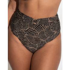 Gold Bikini Bottoms Pour Moi Samoa High-Waist Tummy Control Brief - Print