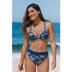 Underwire Bikini Sets Cupshe Floral High Waisted Bikini Set - Blue