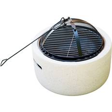 Gr8 Garden Cream Round MgO BBQ Grill Fire Pit -