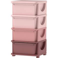 Barnrum Förvaring Med 4 Lådor Plast Rosa 37 x 37 x 76 cm