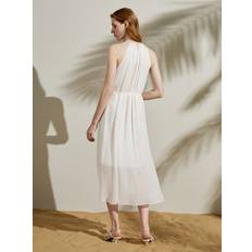 LilySilk Long Silk Dress - Natural White