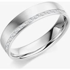 Men - Platinum Rings T.H.Baker Platinum Gents Baguette-Diamond Cut Ring - Silver