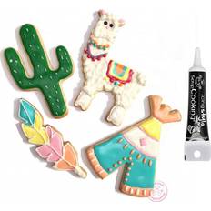 Svarta Utstickare 4 Llama Cookie Cutters Black Icing Pen Ausstechform