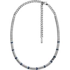 Blåa Halsband Diesel Collier En Perles D'hématite Mixte - Gris Argenté