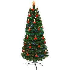 Fibre Christmas Trees Shatchi Candle and Bow Fibre Optic Artificial 6ft Green Christmas Tree