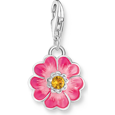 Pink Charms & Pendants Thomas Sabo Flower Power Enamel Charm - Silver/Pink