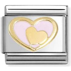 Smycken Nomination Classic Gold Pink Heart in Heart Charm